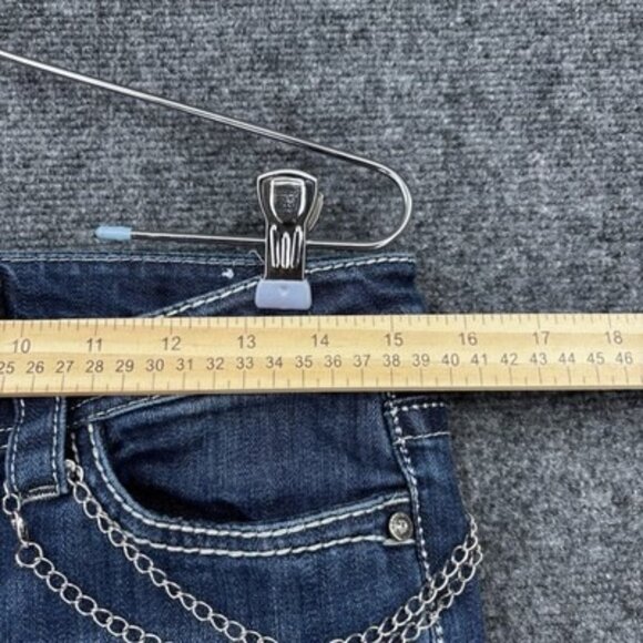 Cello Low Rise Boot Cut Jeans Embroidered Embellished Juniors 9 Y2K Distressed - Picture 15 of 16